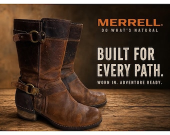 Merrell Brown Leather Oak Harness Engineer Riding Boots Distressed Buckle  8