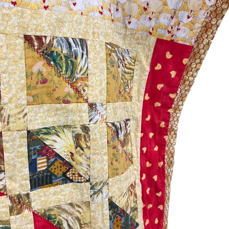 Handmade Farmhouse Patchwork Quilt 52x48 Chicken Chick Cottagecore ...