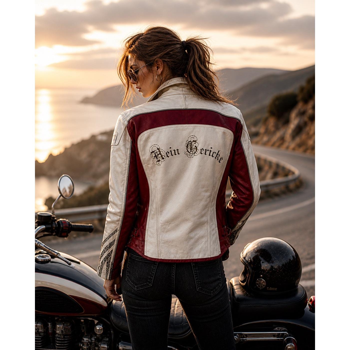 Vintage Red White Leather Moto Jacket Fitted Racing Hein Gericke 