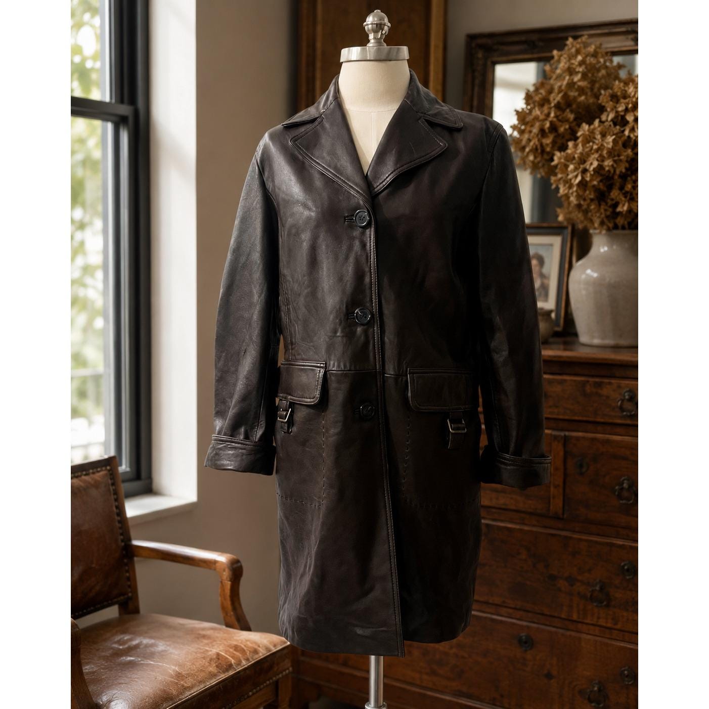 90’s UK NEXT leather car coat イギリス製 90's UK NEXT leather car coat イギリス製 Leather Brown Car Coat