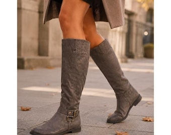 Franco Sarto Vantage Mushroom Taupe Leather Riding Boots 7.5