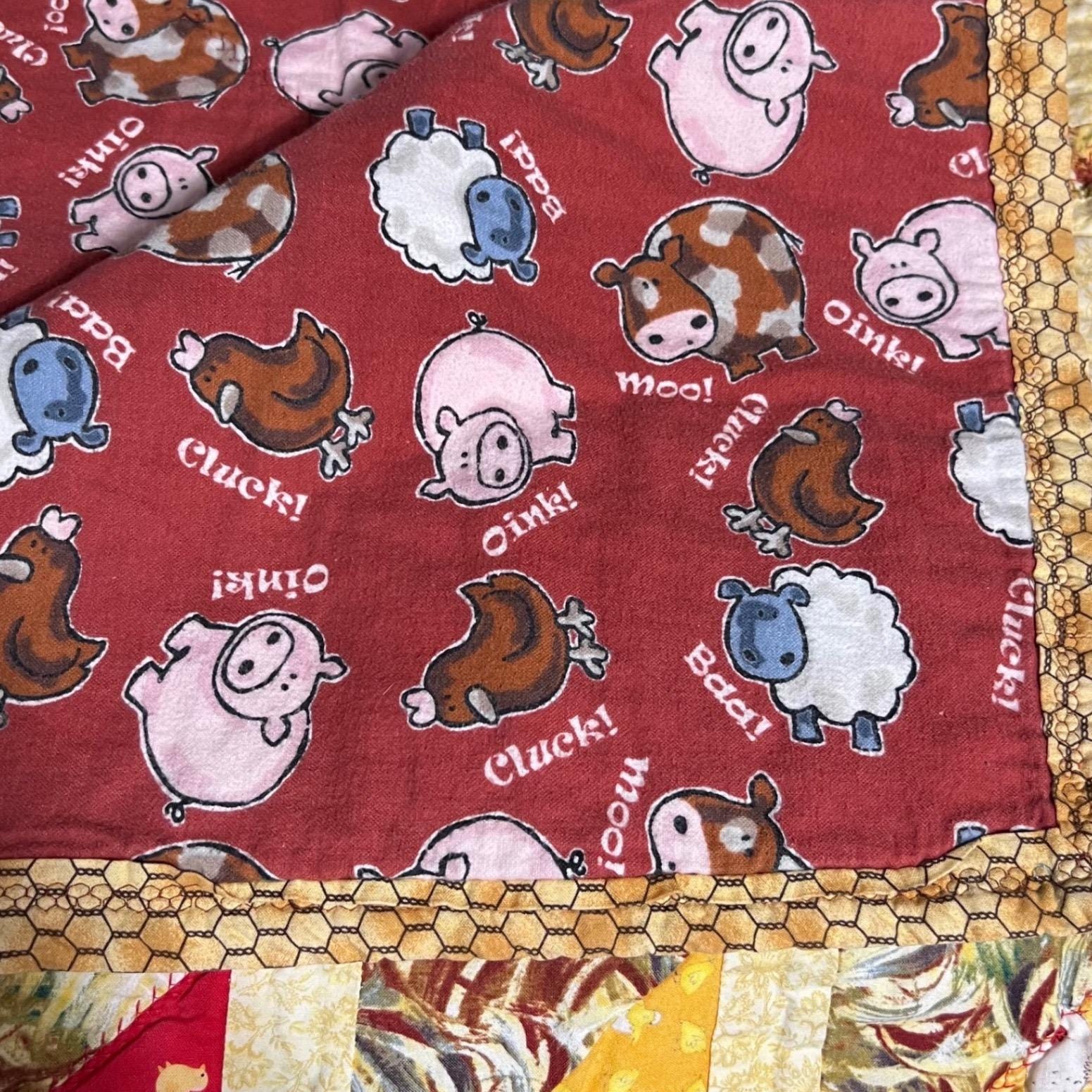 Handmade Farmhouse Patchwork Quilt 52x48 Chicken Chick Cottagecore ...
