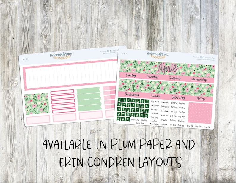 Happy Planner April Monthly kit or Plum Paper Cute Planner Stickers for your Erin Condren LP