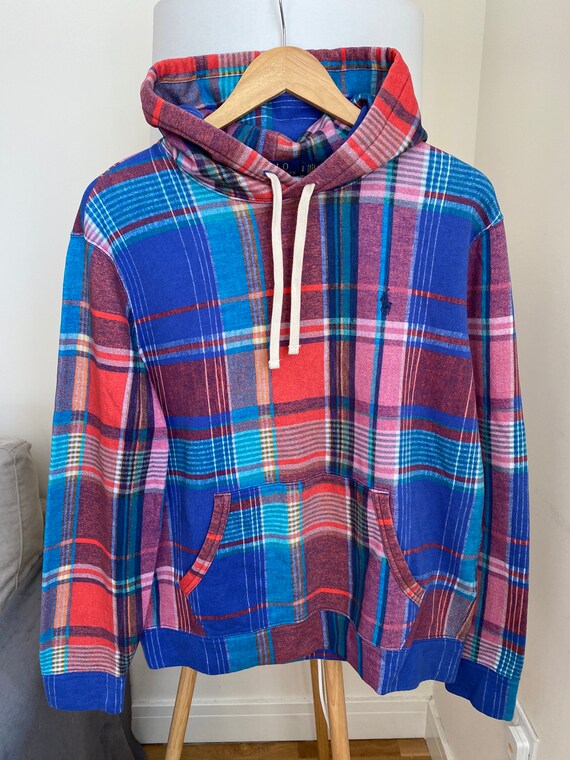 Plaid polo hoodie cheap