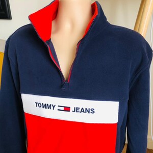 tommy jeans colorblock polar half zip