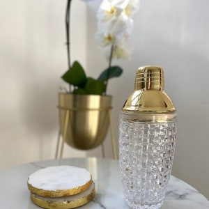 Cocktail Shaker || Glass || Gold || Drinks Trolley Accessory || Bar Accessory