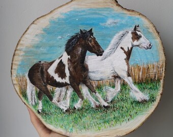 Personalised Hand Painted Horse Portrait Wood Slice