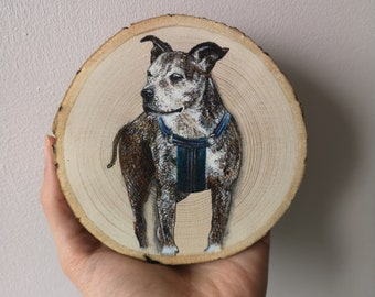 Personalised Hand Painted Pet Portrait Wood Slice