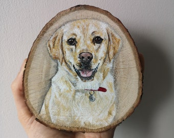 Personalised Hand Painted Pet Portrait Wood Slice