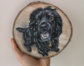 Personalised Hand Painted Pet Portrait Wood Slice