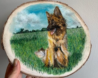 Personalised Hand Painted Pet Portrait Wood Slice