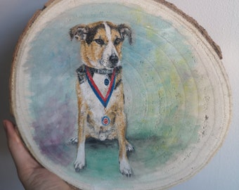 Personalised Hand Painted Pet Portrait Wood Slice