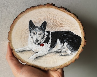 Personalised Hand Painted Pet Portrait Wood Slice