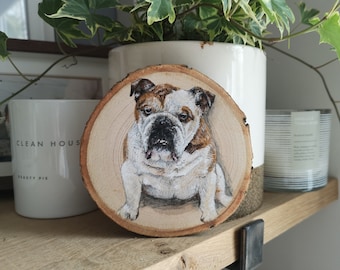 Personalised Hand Painted Pet Portrait Wood Slice