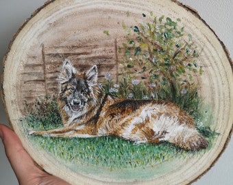 Personalised Hand Painted Pet Portrait Wood Slice