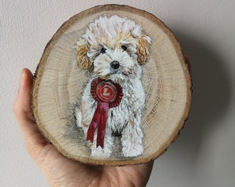 Personalised Hand Painted Pet Portrait Wood Slice