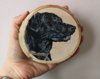 Personalised Hand Painted Pet Portrait Wood Slice