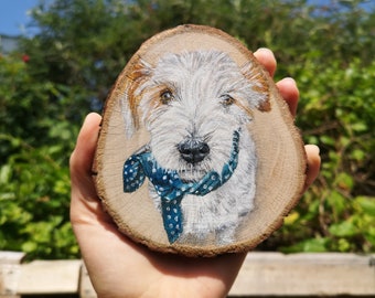 Personalised Hand Painted Pet Portrait Wood Slice