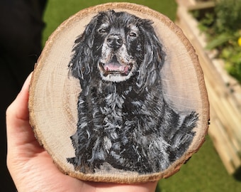Personalised Hand Painted Pet Portrait Wood Slice