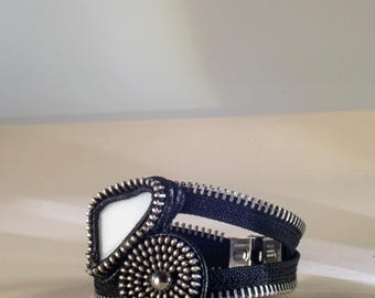 Pulsera de cerámica blanca reciclada con cremallera - unisex