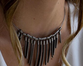 ORIGINAL HANDMADE ZIPPER Necklace | Unique Steel Design with Springs & Zippers | One-of-a-Kind Artisan JewelrySteel zipper jewelry,