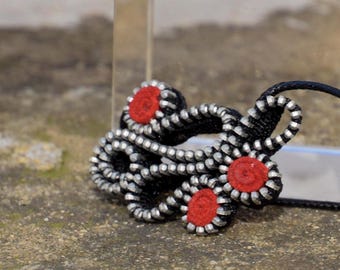 Red Recycled Zipper Choker Necklace