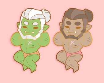 Orc Monster Boyfriend Gold Enamel Pin