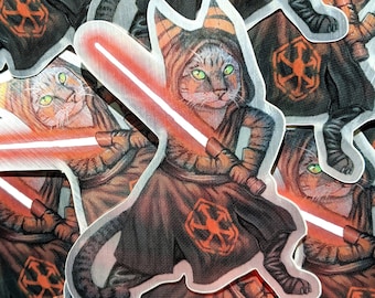 Sith Cat | Metallic Weather-Proof Vinyl Sticker | Star Wars-Inspired