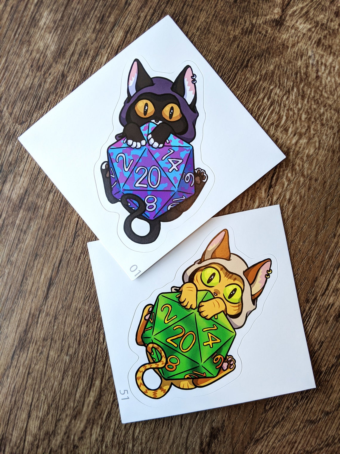 Customizable D20 Cat Stickers Made to Order Etsy