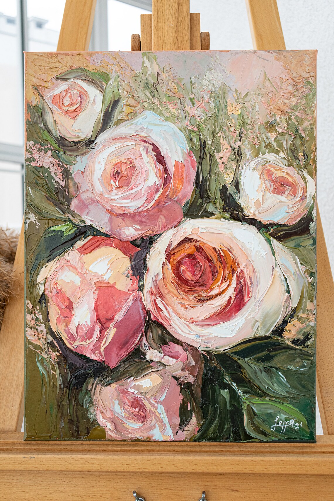 Rosen Gemälde Floral Original Kunst Blume Wandkunst Rot Rosa Etsy