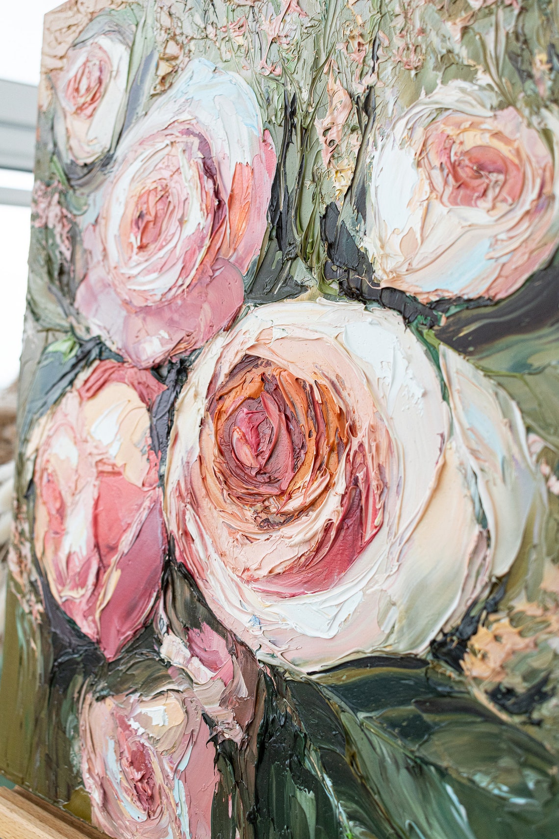 Rosen Gemälde Floral Original Kunst Blume Wandkunst Rot Rosa | Etsy