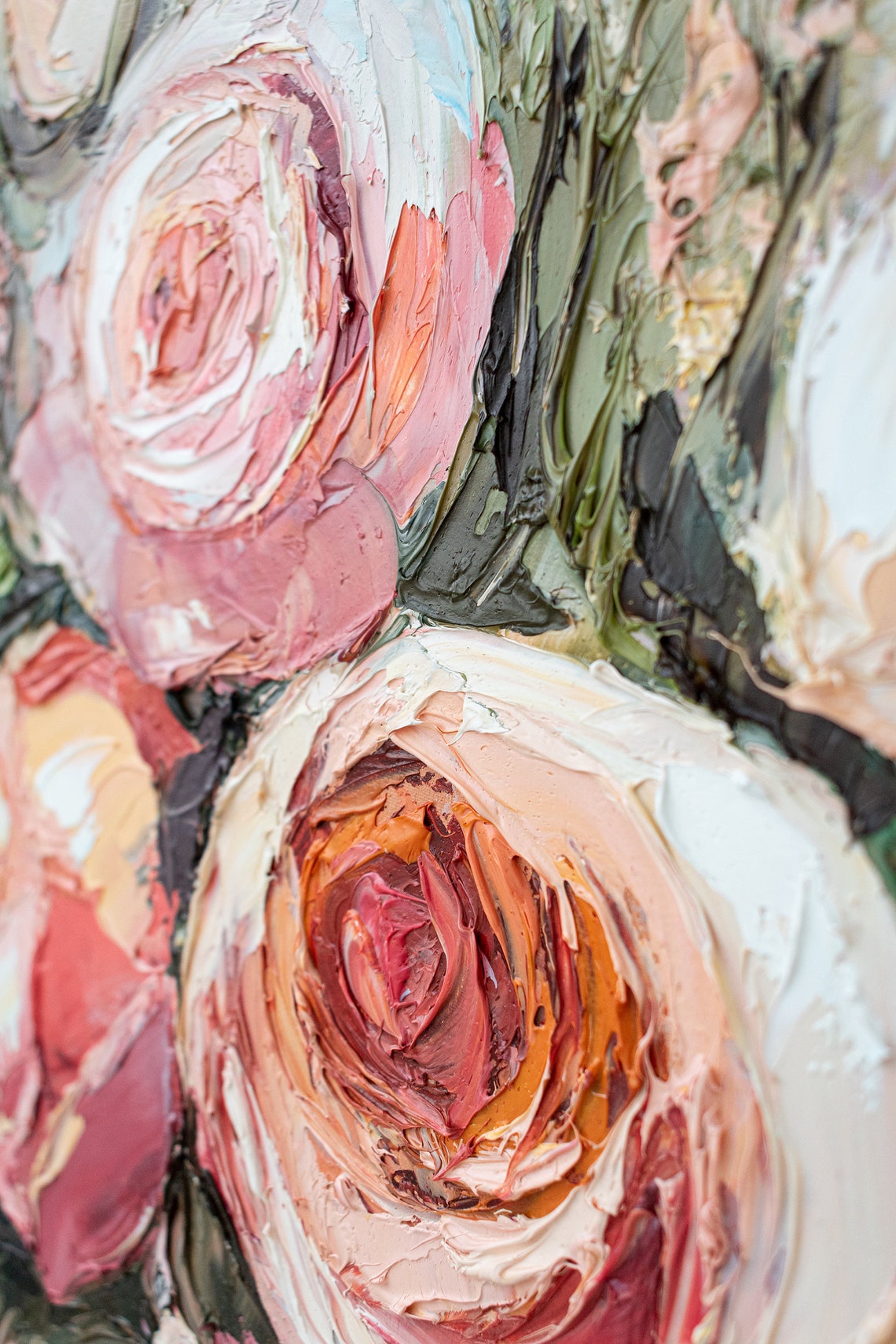 Rosen Gemälde Floral Original Kunst Blume Wandkunst Rot Rosa | Etsy