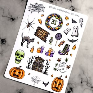 Stickerbogen "Monster Mash" - Halloween, Geister, Spinne, Haunted House, Jack O’Lantern, Kürbis, Grusel, Spuk, Boo - Rock&Roadkill