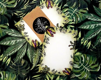 A7 notebook "Hungry" 50 sheets - Carnivorous plant, Audrey, Venus flytrap, Flies, Nepenthes, Journaling - Rock&Roadkill
