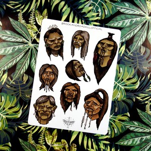 Sticker sheet &quot;Shamans Blues&quot; - shrunken head, tsantsa, strange, voodoo, tattoo style, chamber of curiosities, sticker, sticker sheet - Rock&Roadkill