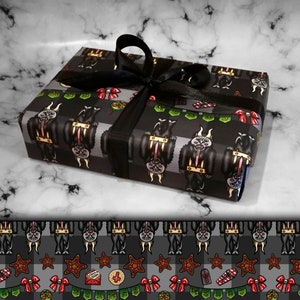 Geschenkpapier "Hells Bells" 1 Bogen - Krampus, Weihnachten, Hexmas, Creepmas, schwarz, Gothmas, Geschenk - Rock&Roadkill