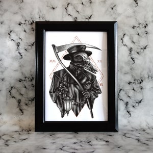 Kunstdruck A4 &quot;Virally Yours&quot; - Pest, Doktor, Sensenmann, Dotwork, Okkult, Goth, 2020 Collab w/ Christopher Reuter Design -Rock&Roadkill
