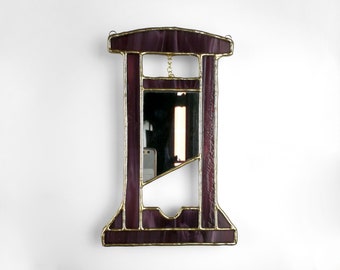 Guillotine stained glass suncatcher - mirror, purple, violet, gold, window decoration, wall decoration, stained glass, goth, glass art - Rock&Roadkill