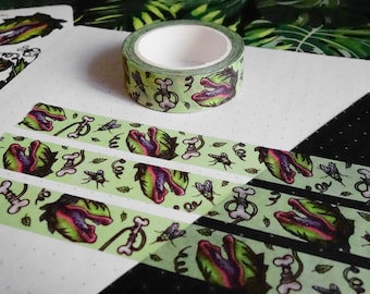 Washi Tape "Hungry" - Carnivorous Plant, Audrey, Venus Flytrap, Pitcher Plant, Nepenthes, Skull, Journaling - Rock&Roadkill