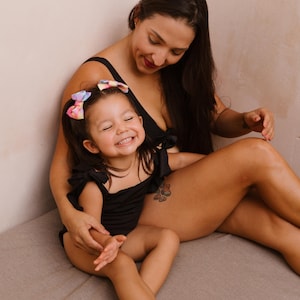 Mommy and Me Black Swimsuit Set – Matching Bikini, Toddler Swimsuit, Kids Swimwear, Family Matching, Me and Mini Me, Mommy and Me Match