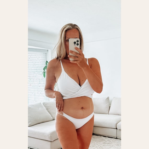 Busty Bikini Top White Wrap, Plus Size, Wrap Top, Bikini for Busty