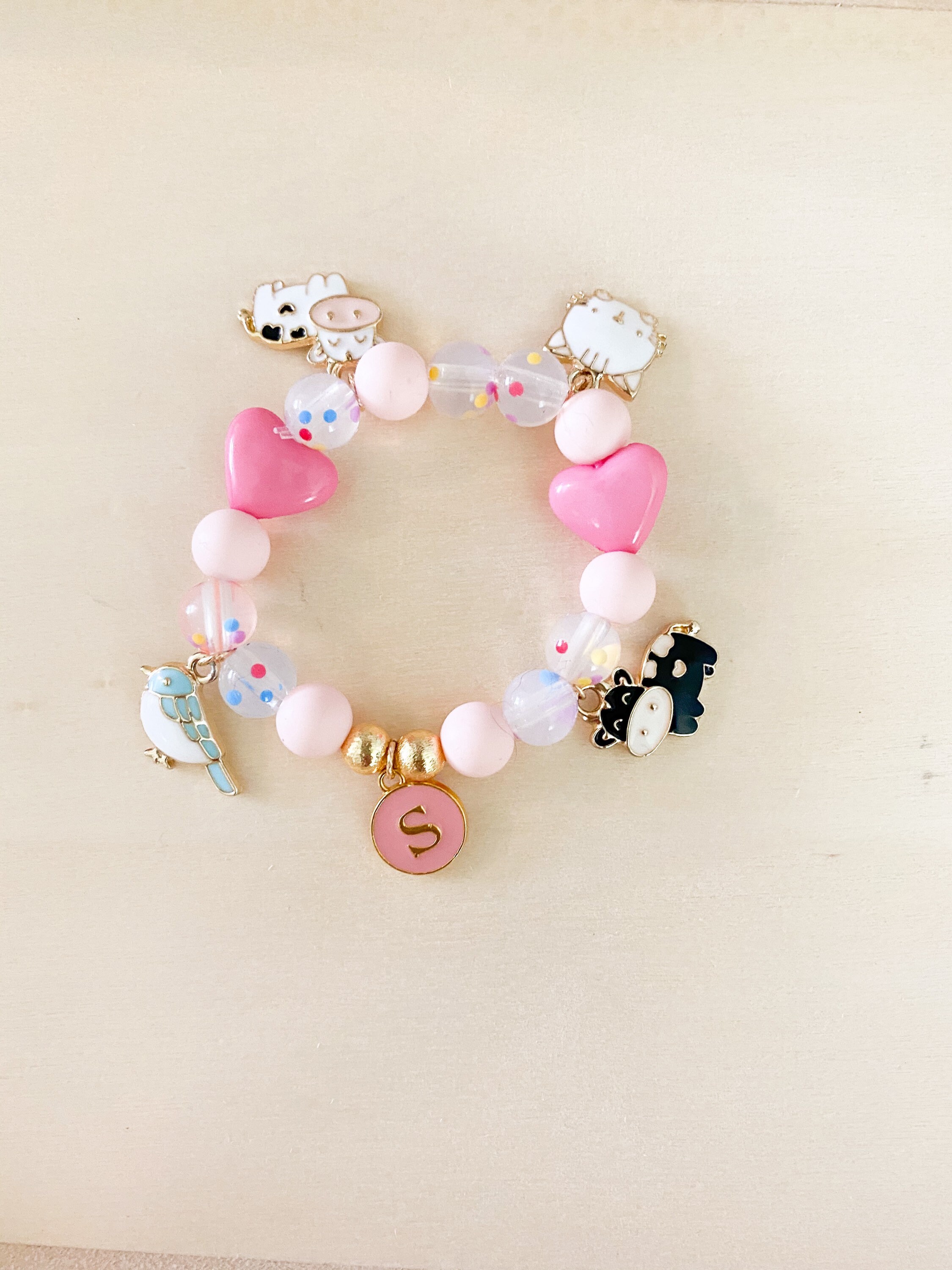 Girl Initial Bracelet Farm Animal Charm Bracelet party Etsy