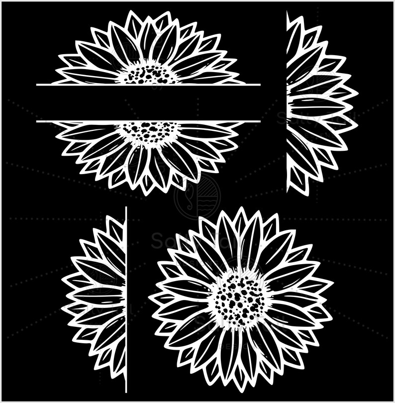Download Sunflower Split Monogram Bundle SVG Cut File Digital | Etsy