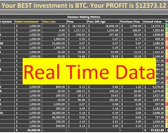 2023 Cryptocurrency Investment Portfolio Tracking Excel & Spreadsheet Template - Check Your Investment Performance With Visual Dashboard