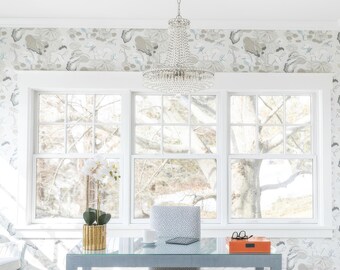 Hand Wrapped Grasscloth Desk with Drawer: Custom Furniture
