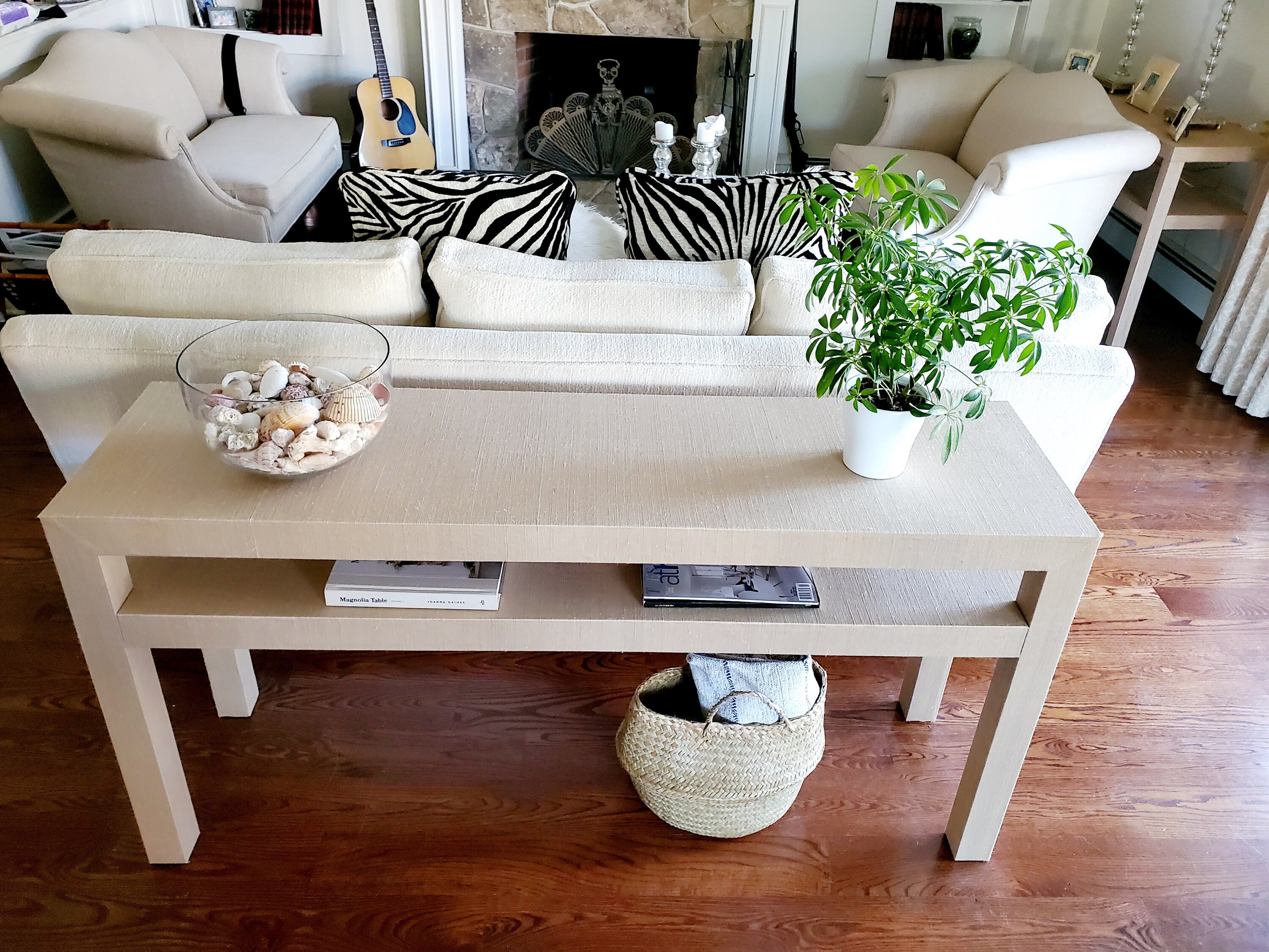 Grasscloth Wrapped Console Table Custom Built to Your Etsy