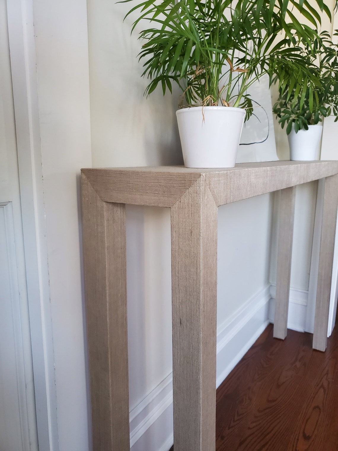 Grasscloth Wrapped Skinny Console Table Custom Built To Your Etsy
