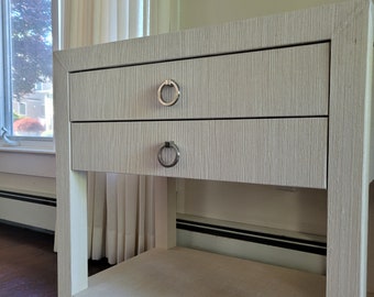 Hand Wrapped Grasscloth Nightstand: Two Drawer Raffia Furniture