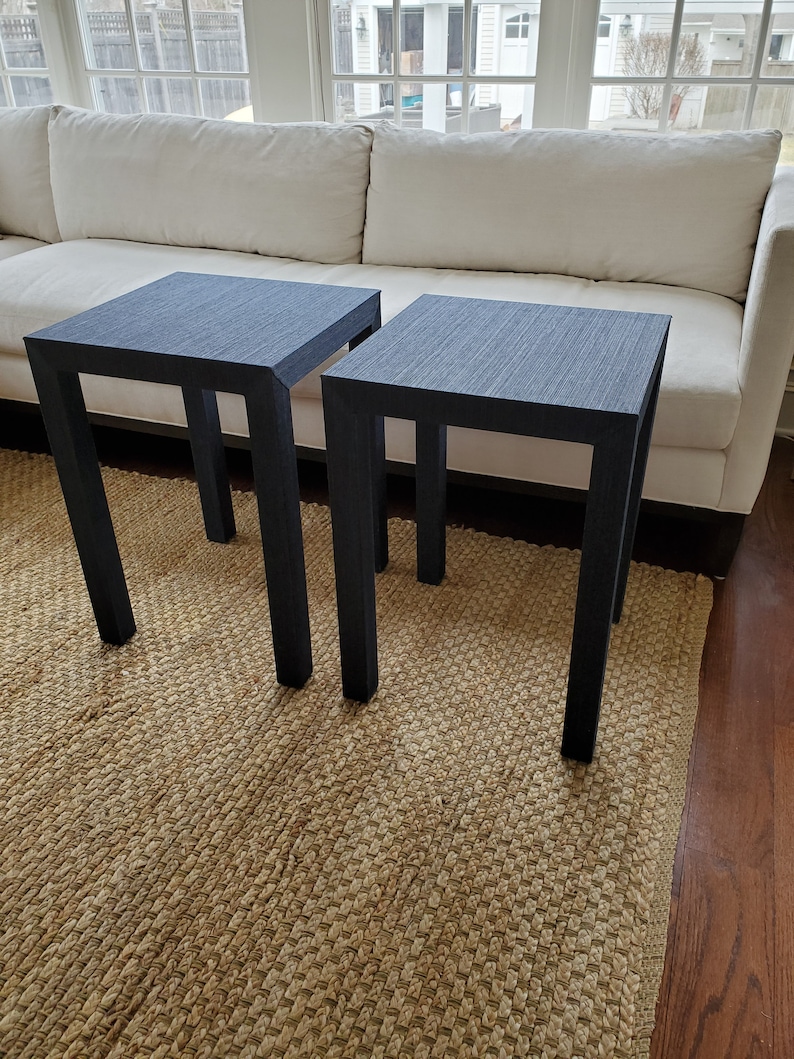 Hand Wrapped Grasscloth End Table Raffia Wrapped Side Table Etsy