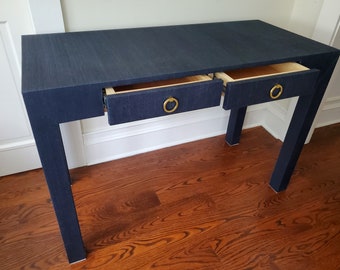 Grasscloth Wrapped Desk with Drawers: Custom Office Furniture Custom Desk